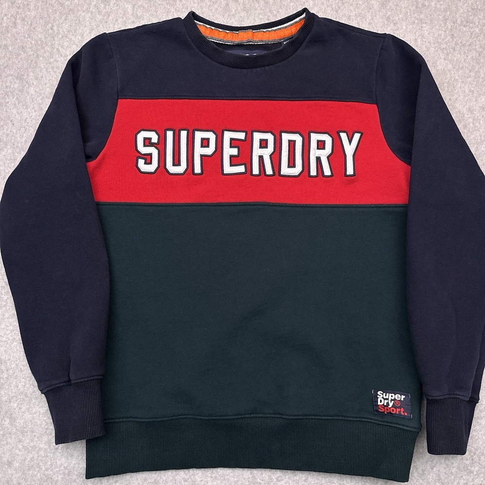 Superdry Academy Color Block Sweatshirt‎ Men's Medium Crew Neck Heavyweight